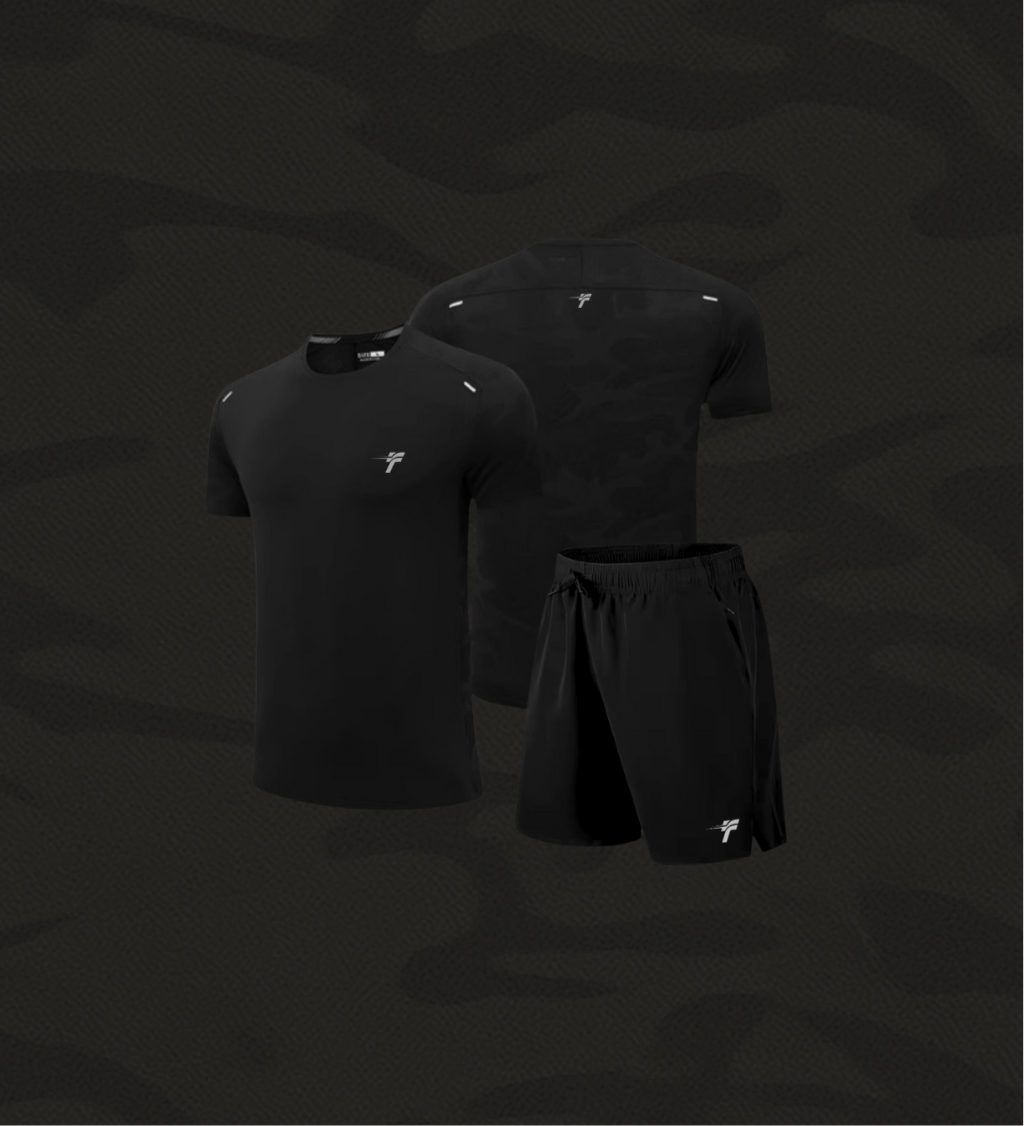 BLACK CAMO SET (SHORTS & T)
