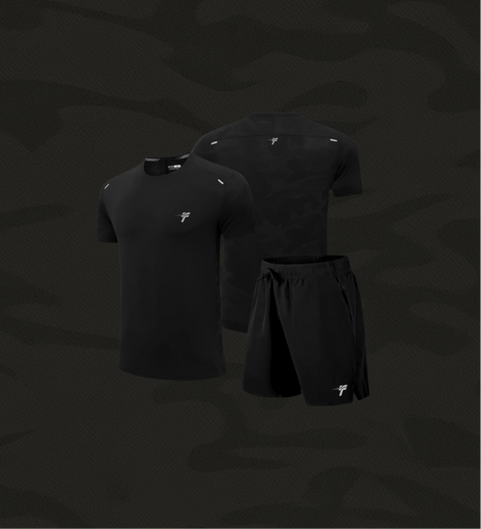 BLACK CAMO SET (SHORTS & T)